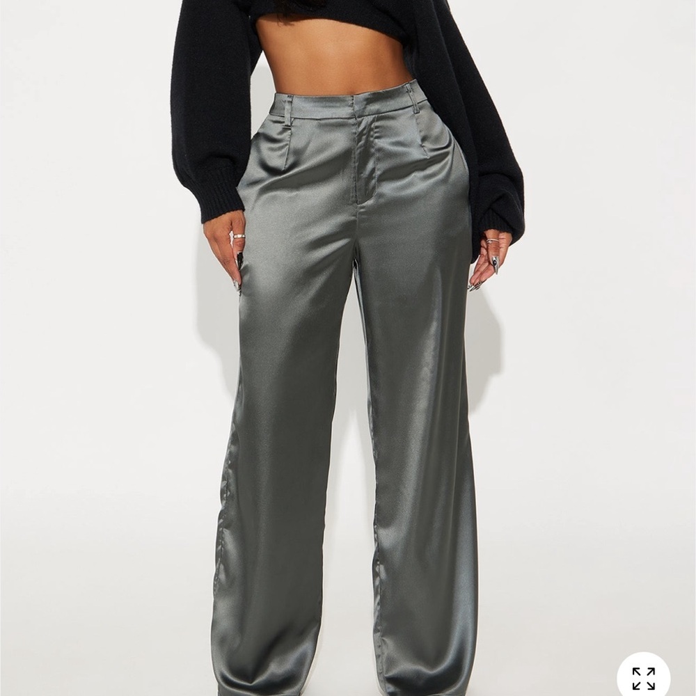 Metallic Dark Gray Dress Pants